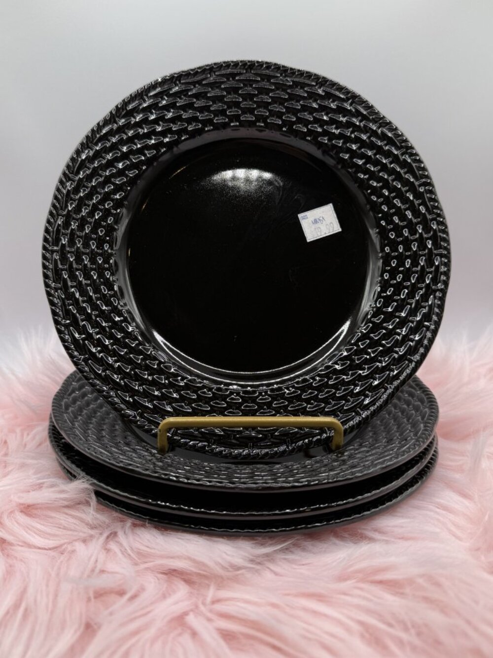 VTG New Mikasa 'Country Manor' Black Salad Plate Set/4
